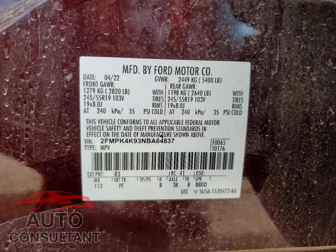 FORD EDGE 2022 - 2FMPK4K93NBA64837