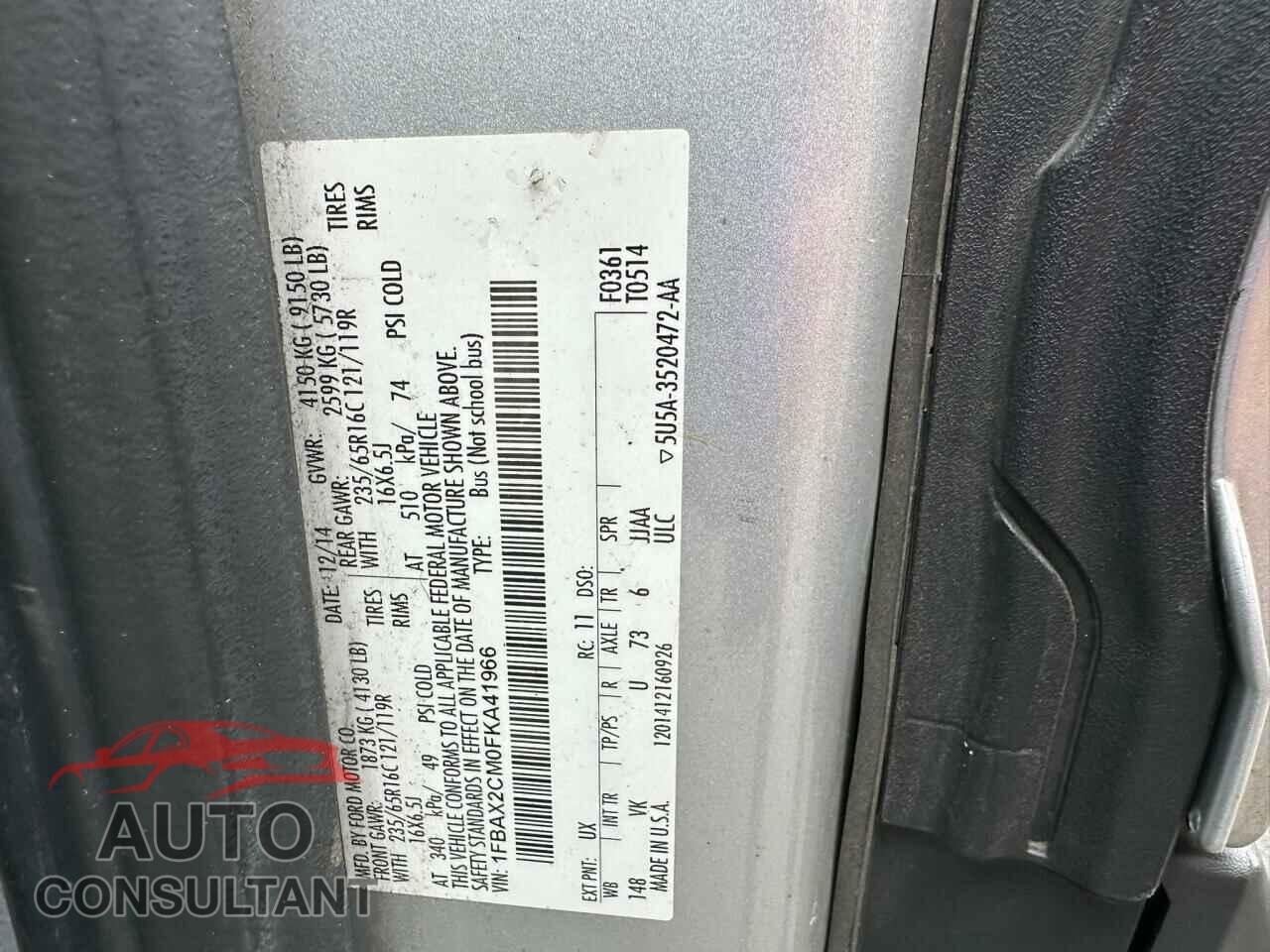 FORD TRANSIT 2015 - 1FBAX2CM0FKA41966