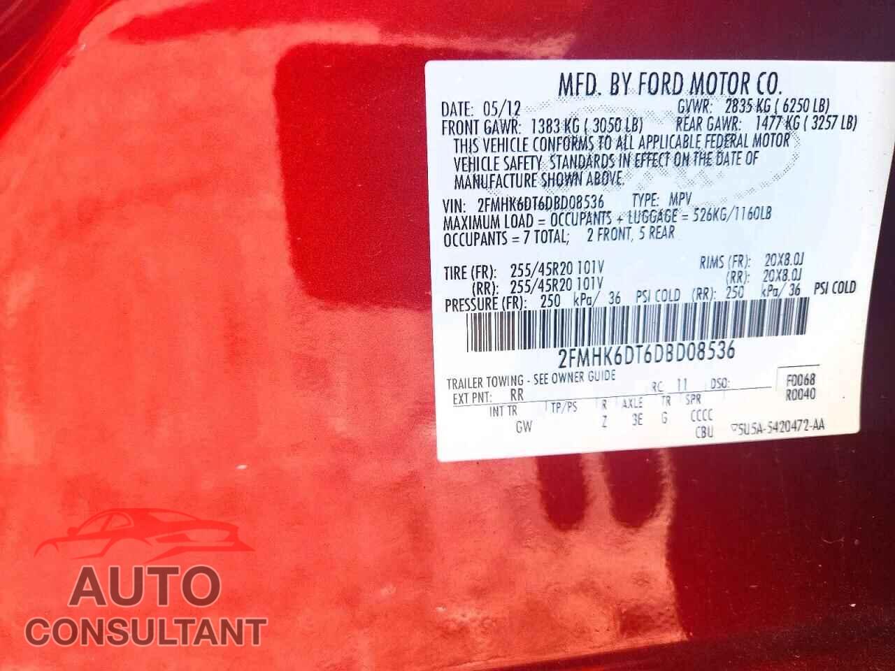 FORD FLEX 2013 - 2FMHK6DT6DBD08536