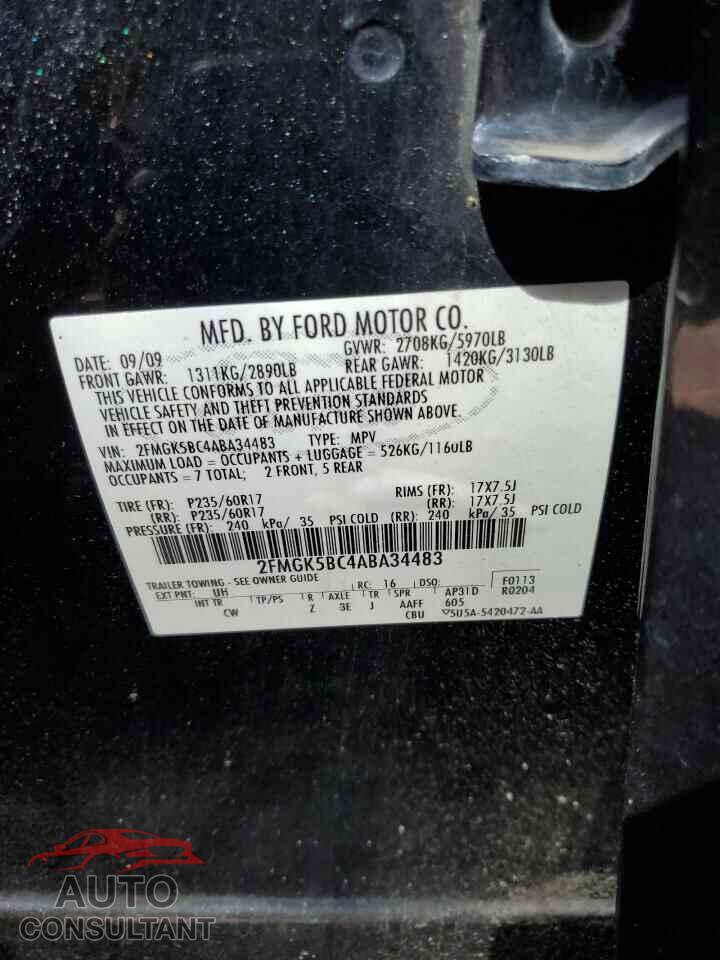 FORD FLEX 2010 - 2FMGK5BC4ABA34483