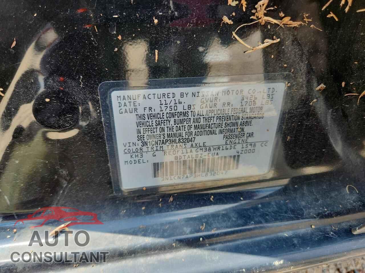 NISSAN VERSA 2017 - 3N1CN7AP3HL832047