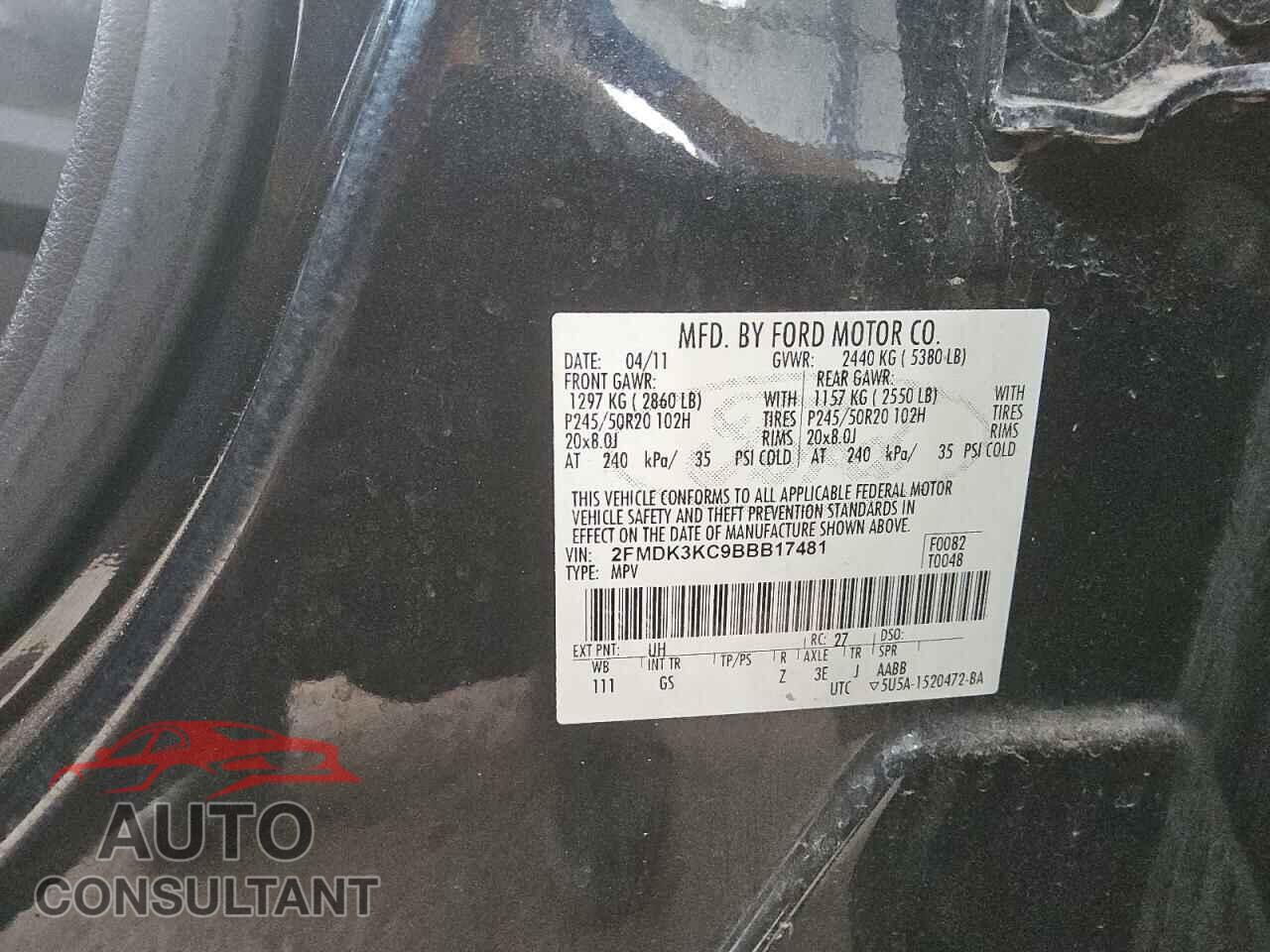 FORD EDGE 2011 - 2FMDK3KC9BBB17481