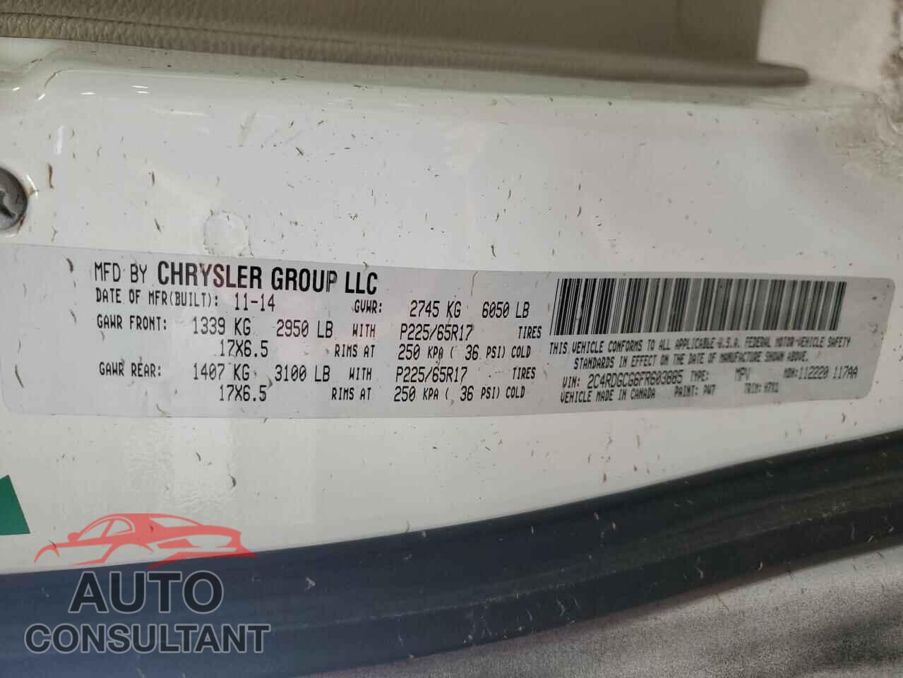 DODGE CARAVAN 2015 - 2C4RDGCG6FR603885