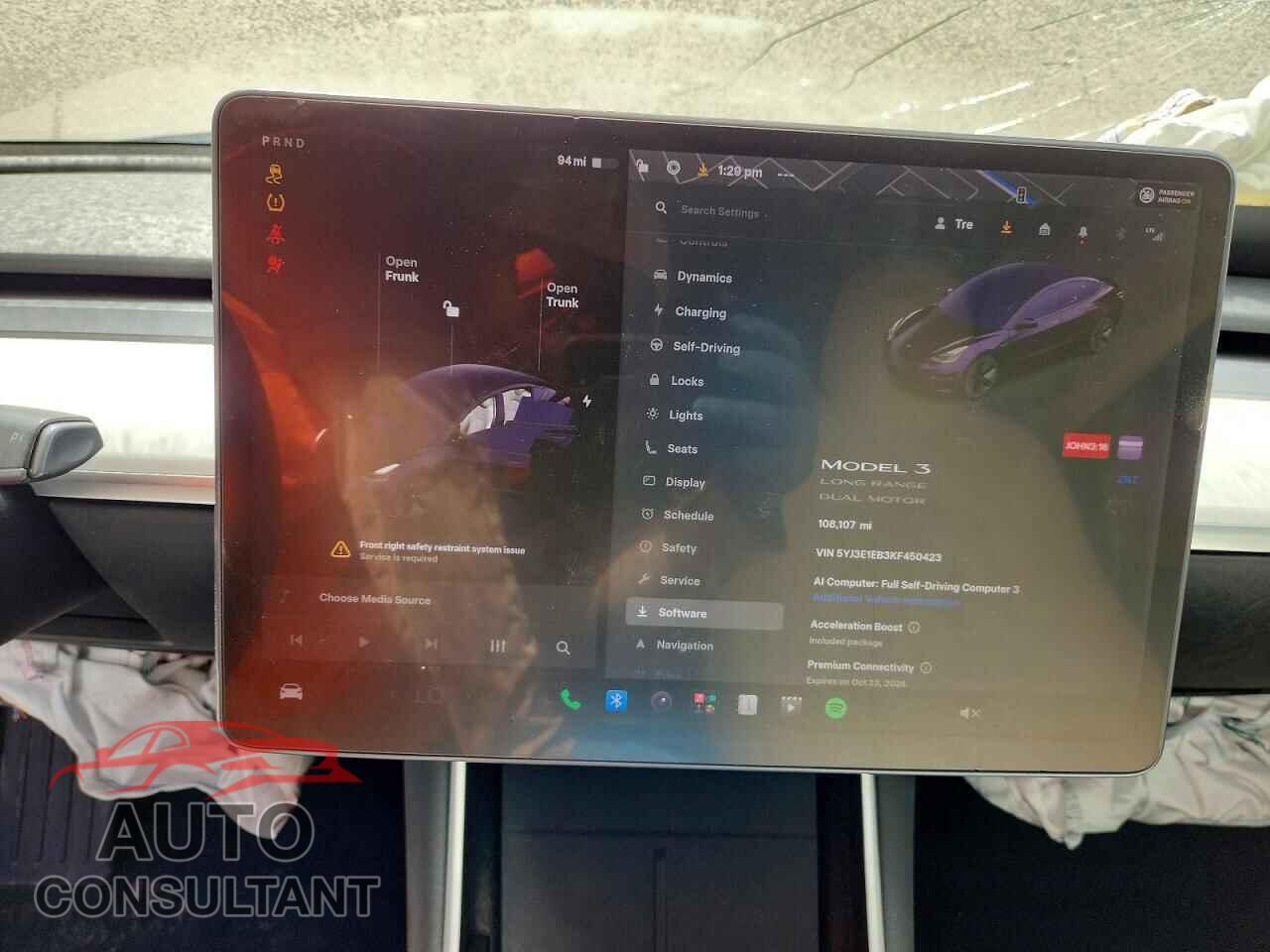 TESLA MODEL 3 2019 - 5YJ3E1EB3KF450423