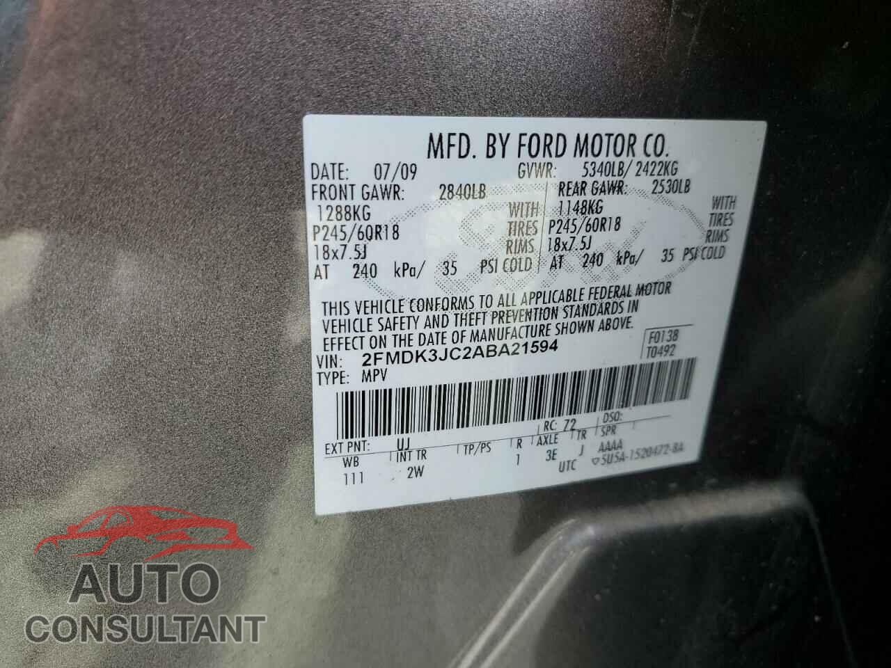 FORD EDGE 2010 - 2FMDK3JC2ABA21594