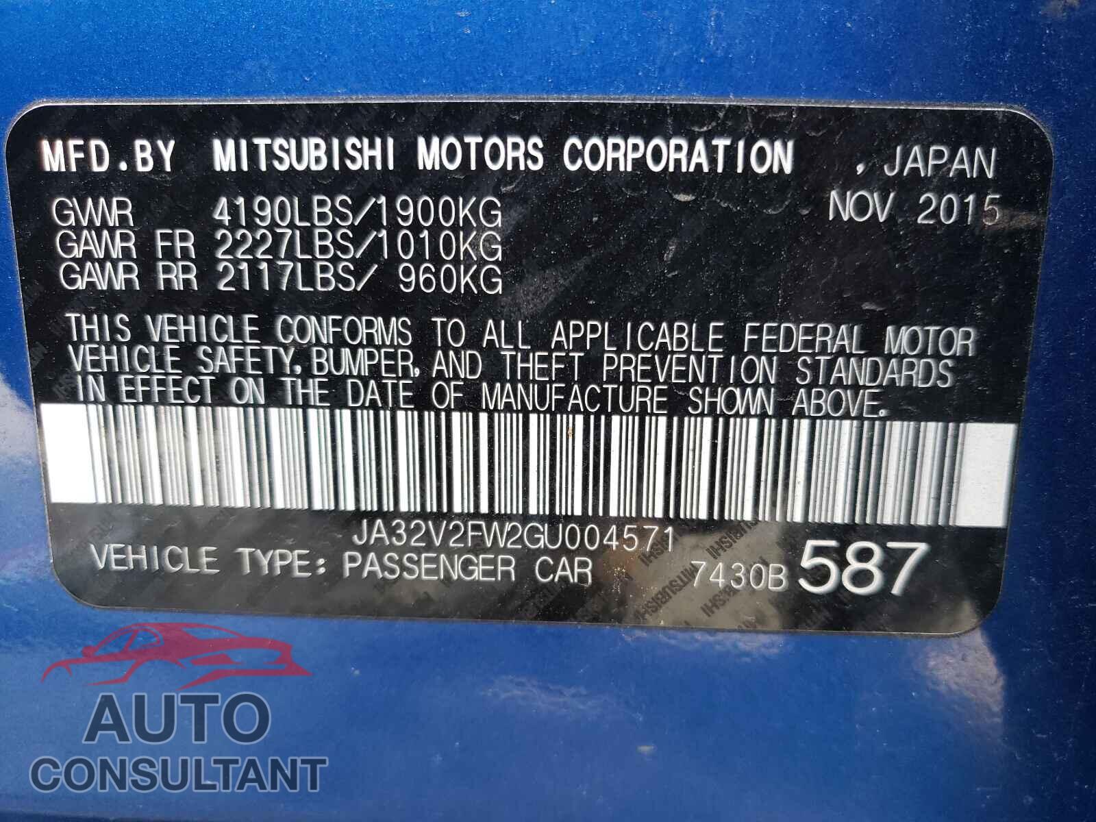 MITSUBISHI LANCER 2016 - JA32V2FW2GU004571