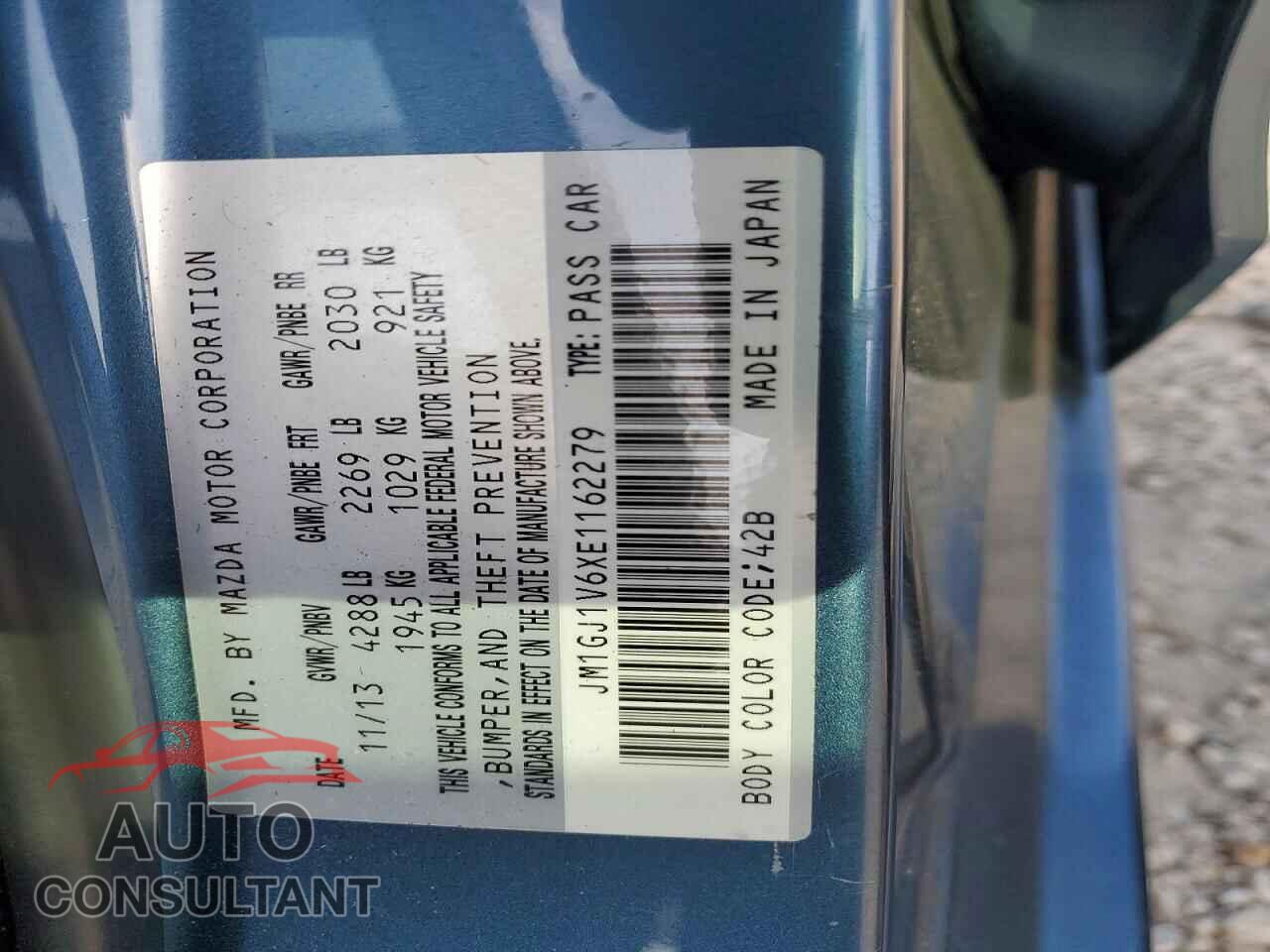 MAZDA 6 2014 - JM1GJ1V6XE1162279