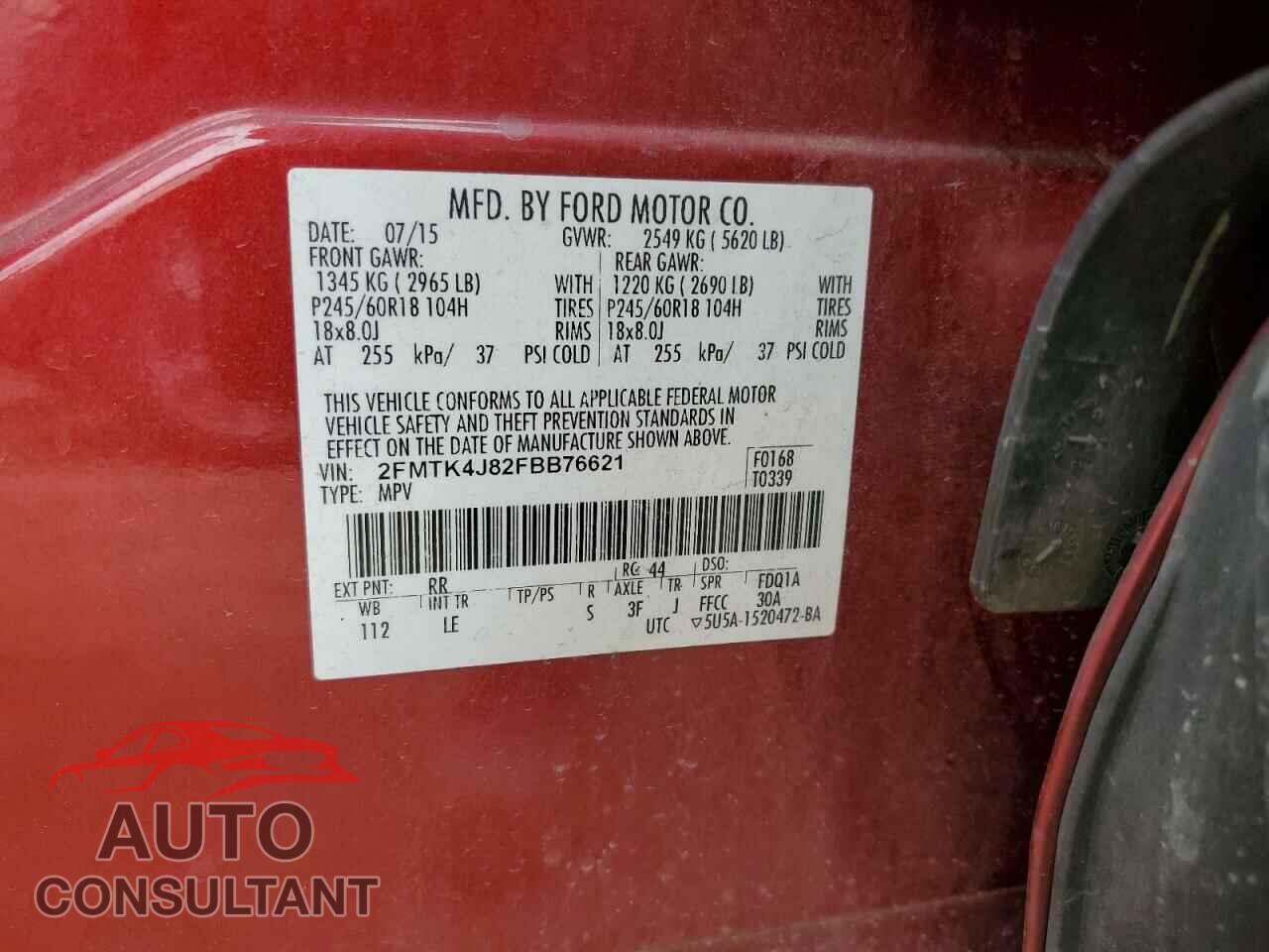 FORD EDGE 2015 - 2FMTK4J82FBB76621