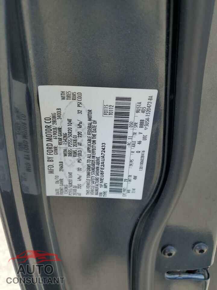 FORD EXPLORER 2010 - 1FMEU8FE2AUA72433