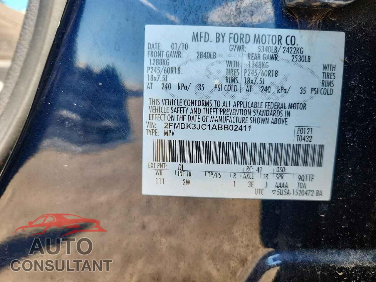 FORD EDGE 2010 - 2FMDK3JC1ABB02411