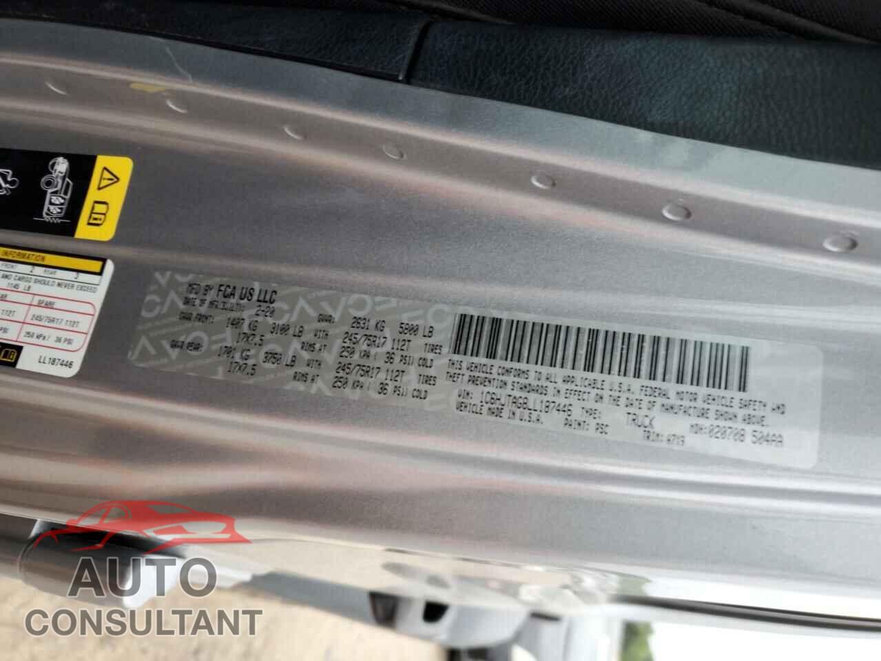JEEP GLADIATOR 2020 - 1C6HJTAG8LL187446