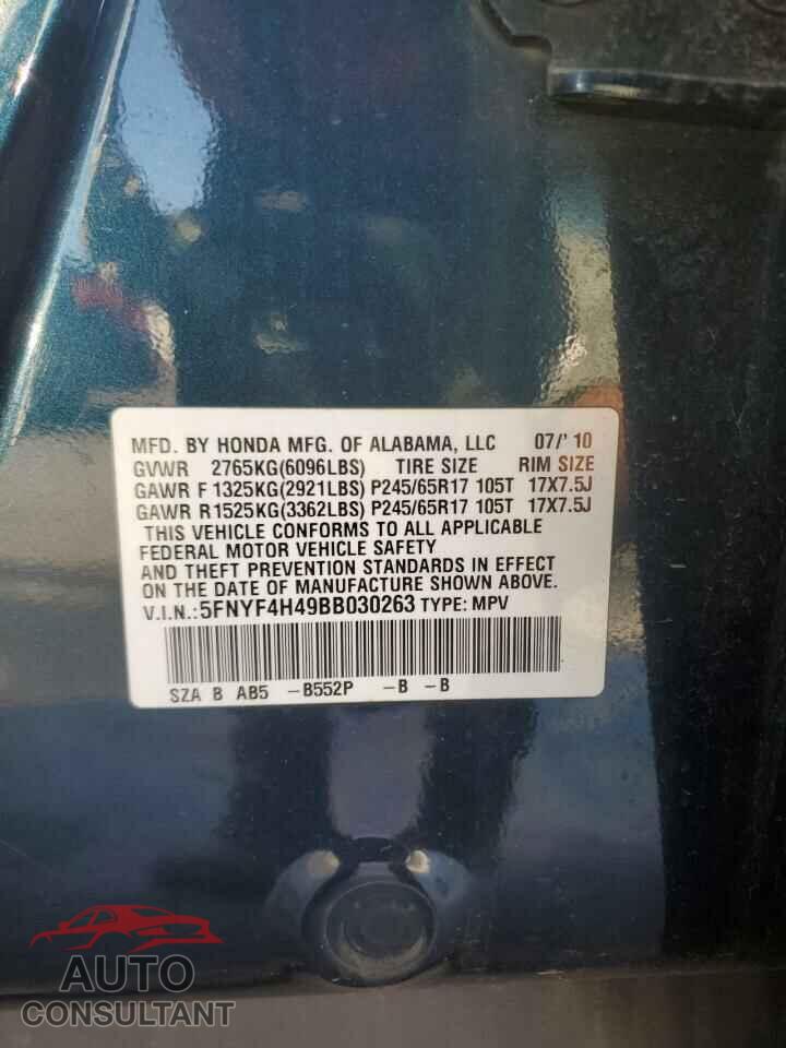 HONDA PILOT 2011 - 5FNYF4H49BB030263