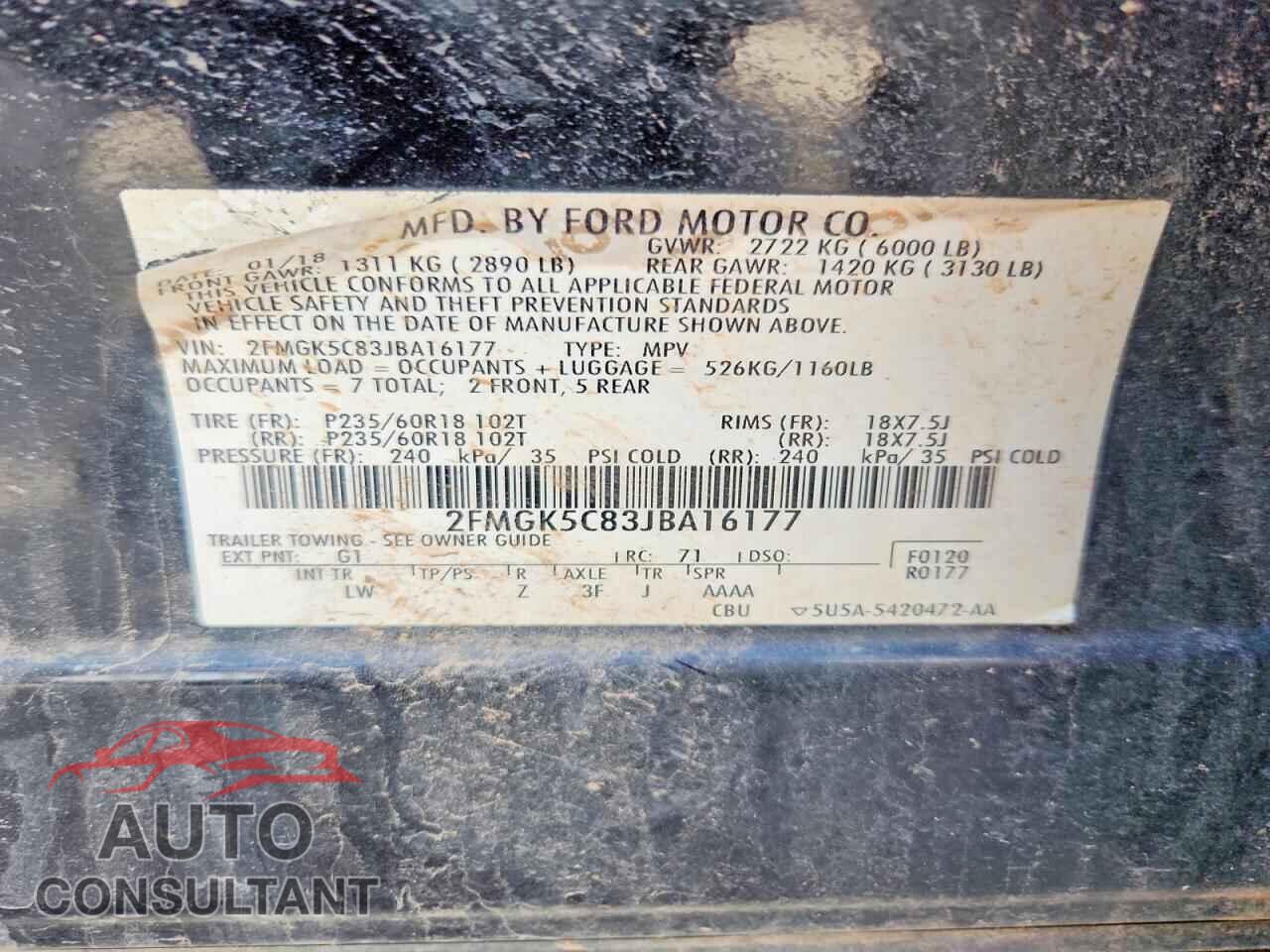 FORD FLEX 2018 - 2FMGK5C83JBA16177