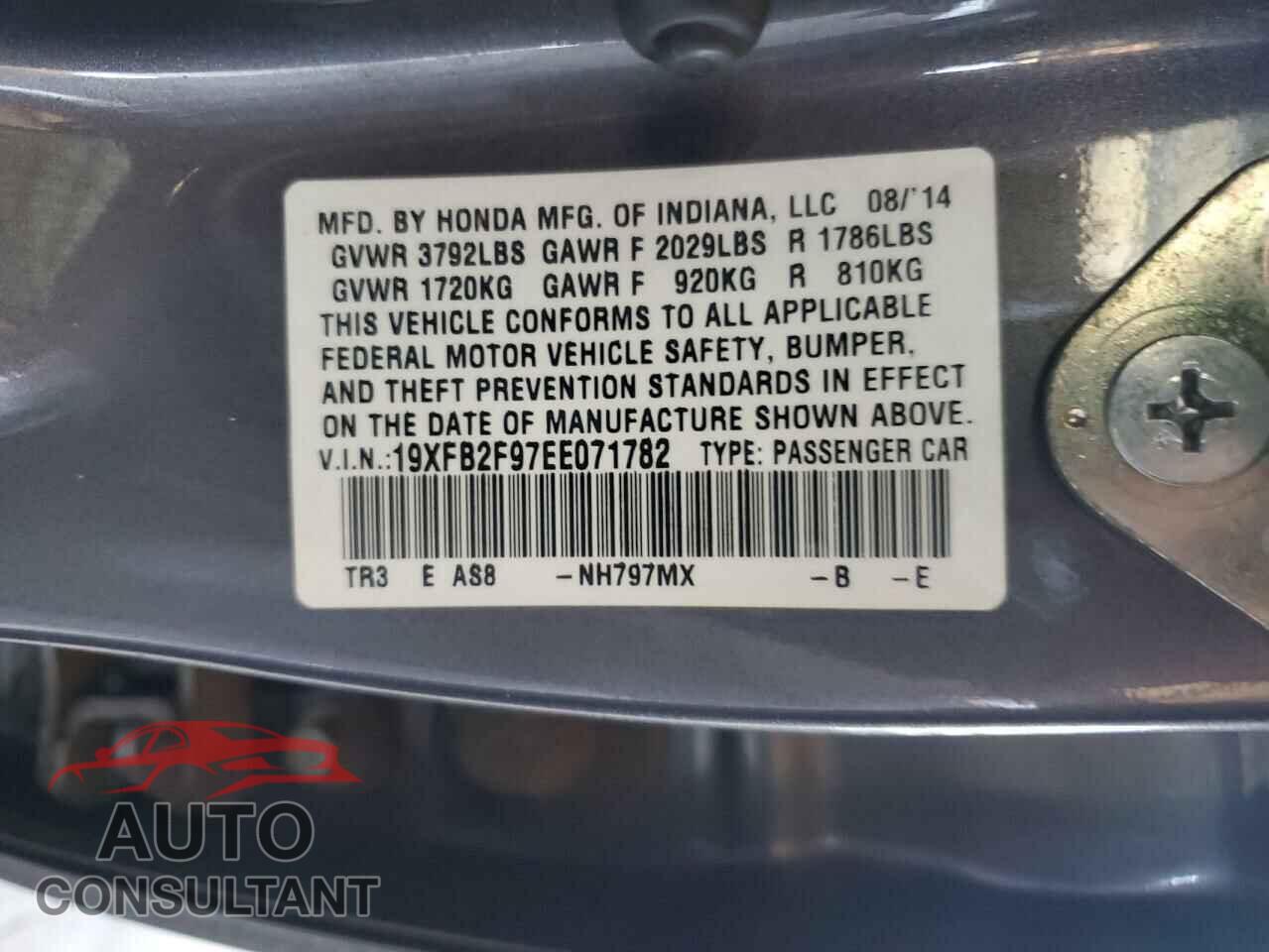 HONDA CIVIC 2014 - 19XFB2F97EE071782
