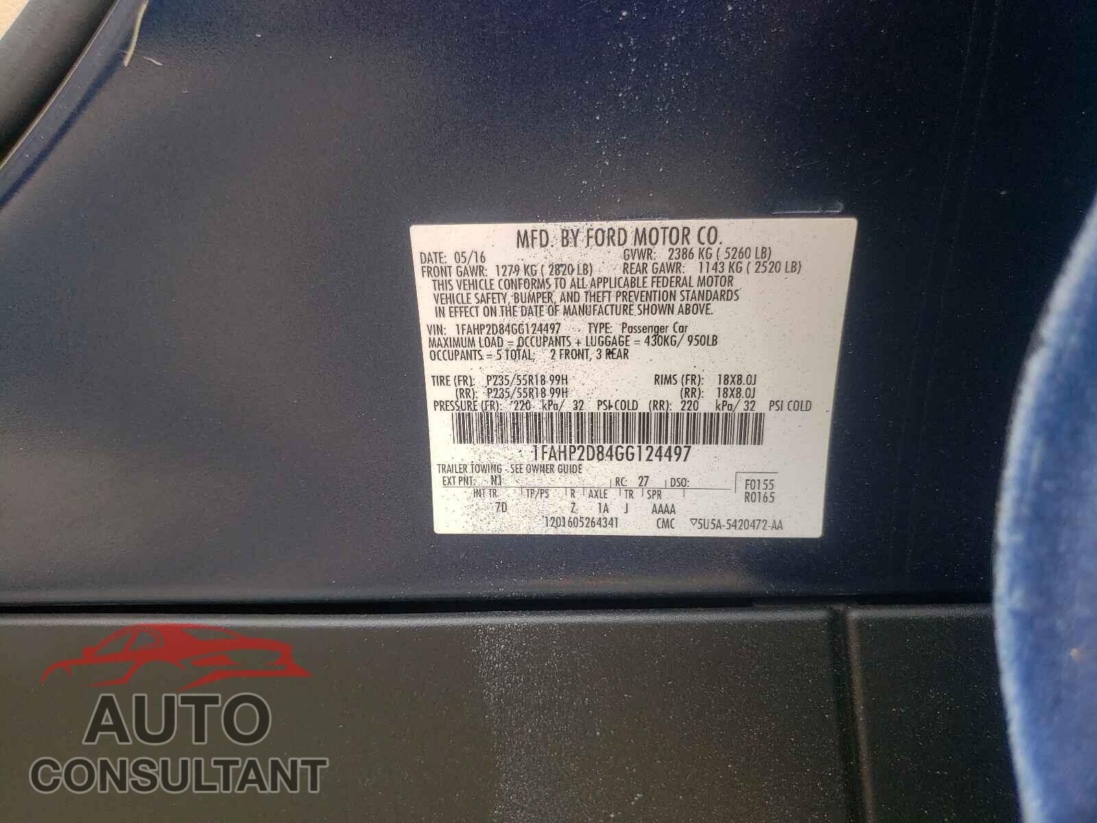 FORD TAURUS 2016 - 1FAHP2D84GG124497