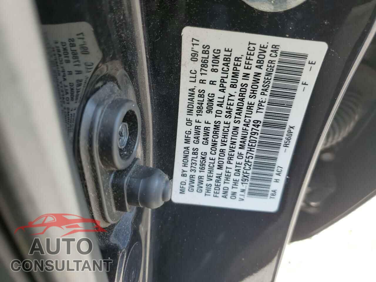 HONDA CIVIC 2017 - 19XFC2F57HE079749