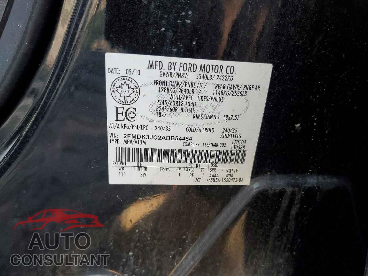 FORD EDGE 2010 - 2FMDK3JC2ABB54484