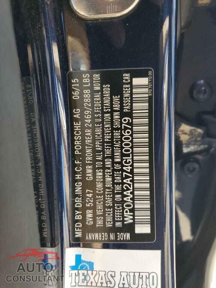PORSCHE PANAMERA 2016 - WP0AA2A74GL000679