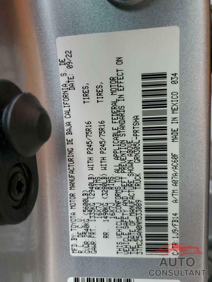 TOYOTA TACOMA 2022 - 3TMCZ5AN0NM533089