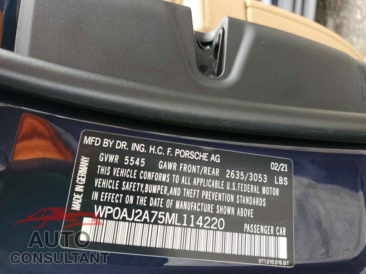 PORSCHE PANAMERA 2021 - WP0AJ2A75ML114220