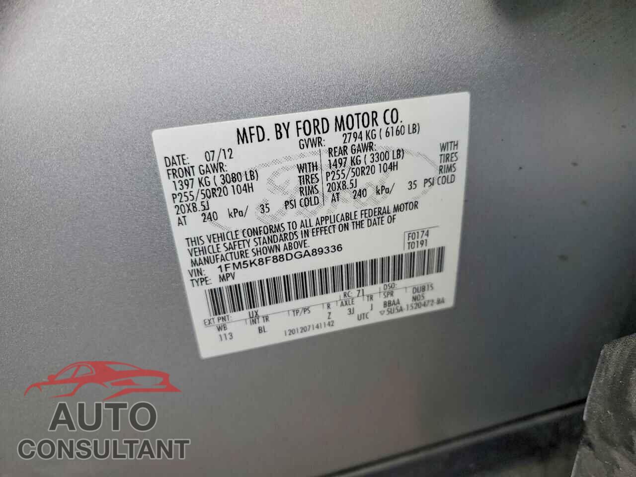 FORD EXPLORER 2013 - 1FM5K8F88DGA89336