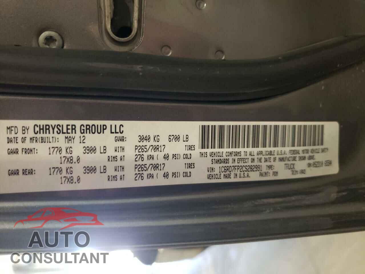 DODGE RAM 1500 2012 - 1C6RD7FP2CS282991