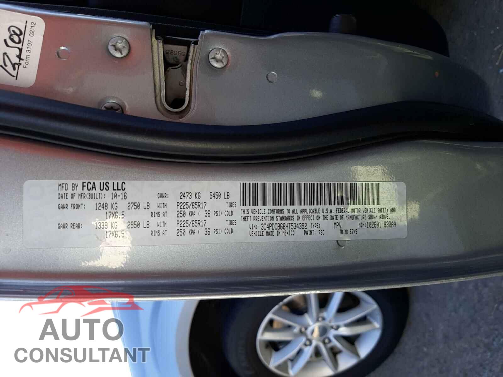 DODGE JOURNEY 2017 - 3C4PDCBG8HT534392