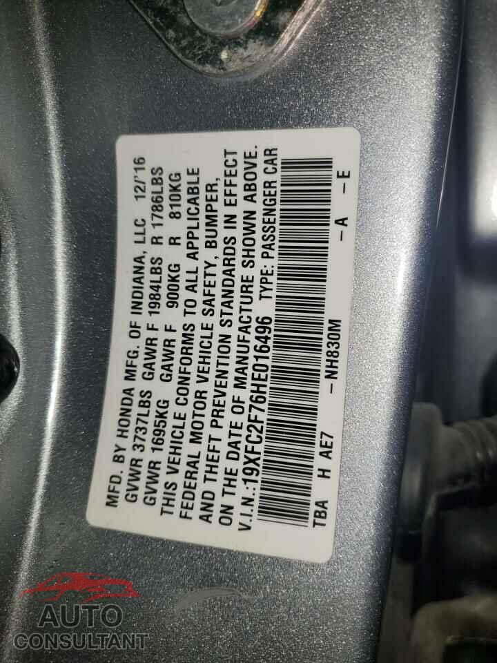HONDA CIVIC 2017 - 19XFC2F76HE016496