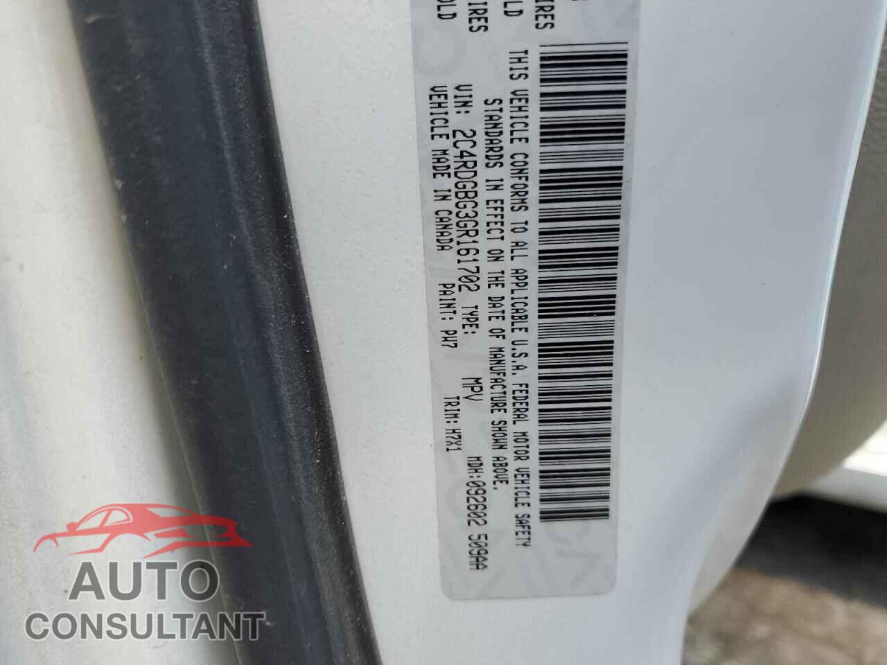 DODGE CARAVAN 2016 - 2C4RDGBG3GR161702