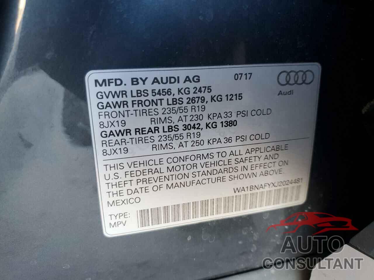 AUDI Q5 2018 - WA1BNAFYXJ2024481