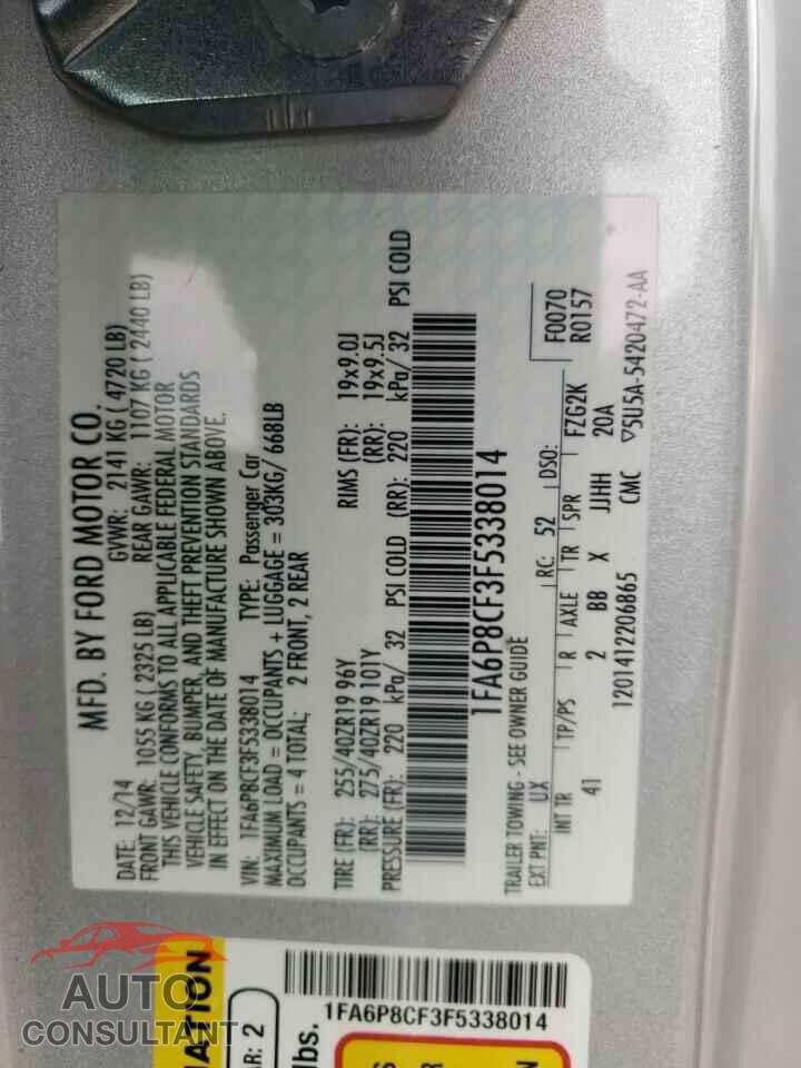 FORD MUSTANG 2015 - 1FA6P8CF3F5338014