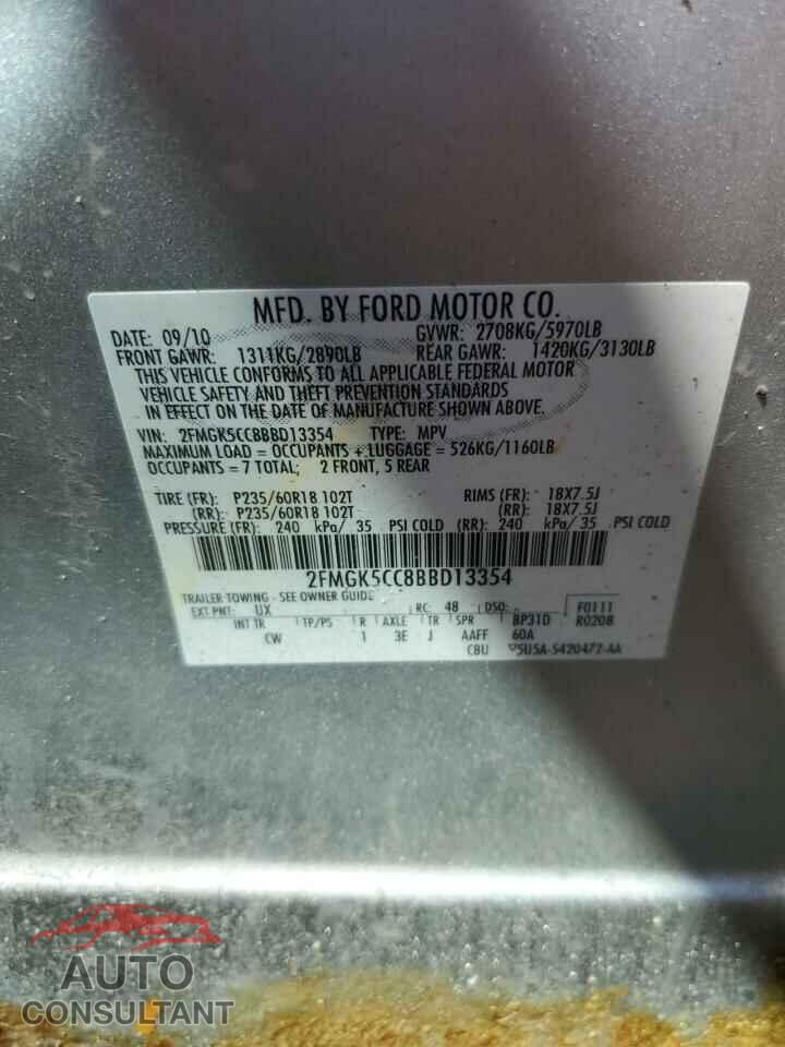 FORD FLEX 2011 - 2FMGK5CC8BBD13354