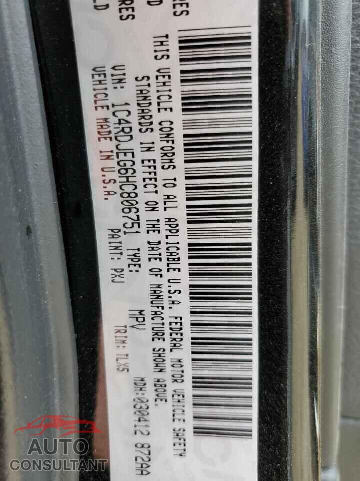 DODGE DURANGO 2017 - 1C4RDJEG6HC806751