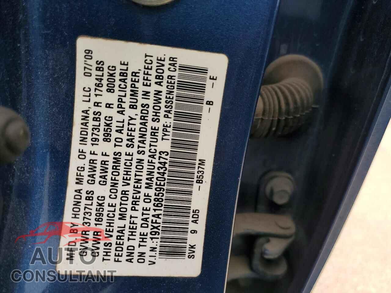 HONDA CIVIC 2009 - 19XFA16859E043473