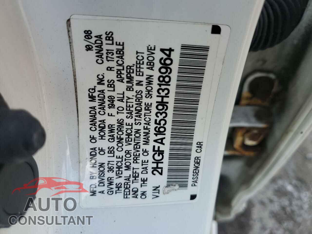 HONDA CIVIC 2009 - 2HGFA16539H318964