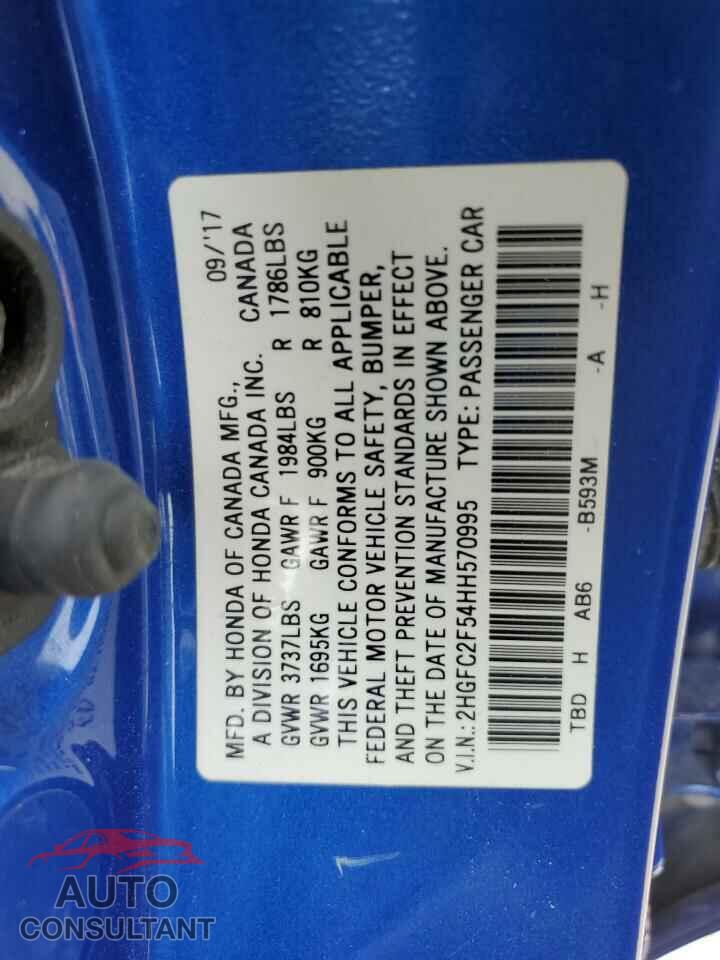HONDA CIVIC 2017 - 2HGFC2F54HH570995