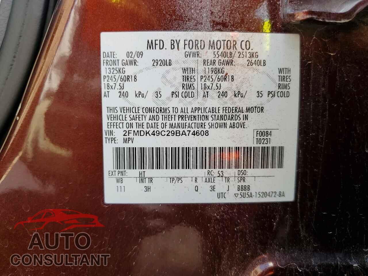 FORD EDGE 2009 - 2FMDK49C29BA74608