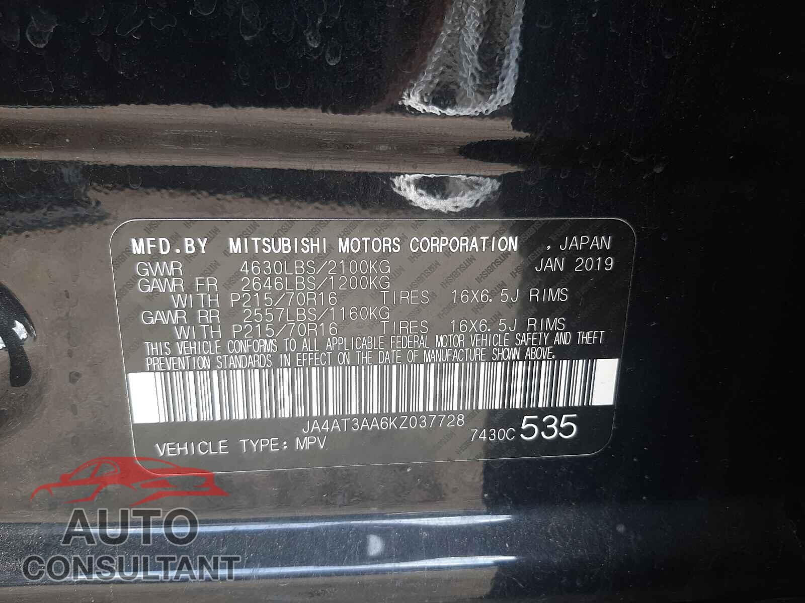 MITSUBISHI ECLIPSE 2019 - JA4AT3AA6KZ037728