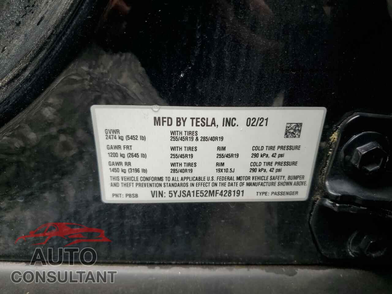 TESLA MODEL S 2021 - 5YJSA1E52MF428191
