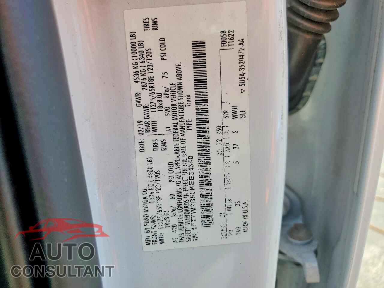 FORD F250 2019 - 1FT7W2B60KEE34340