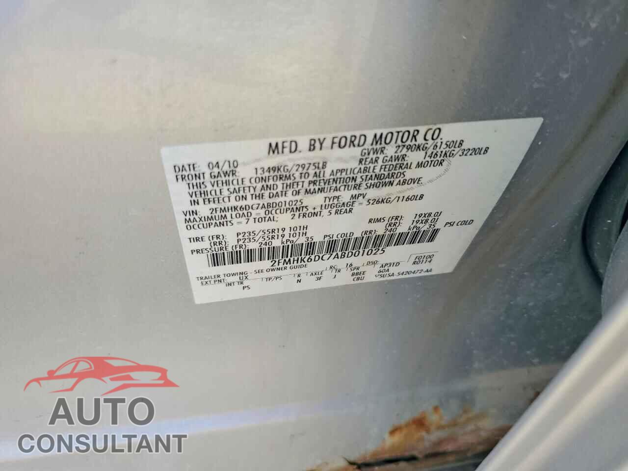FORD FLEX 2010 - 2FMHK6DC7ABD01025