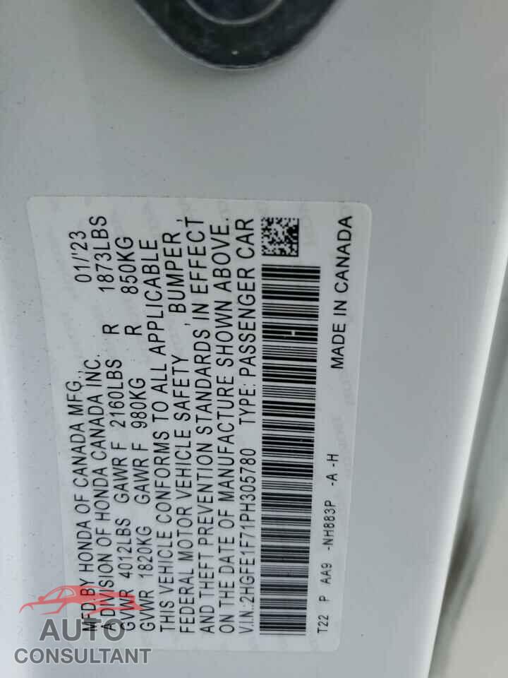HONDA CIVIC 2023 - 2HGFE1F71PH305780