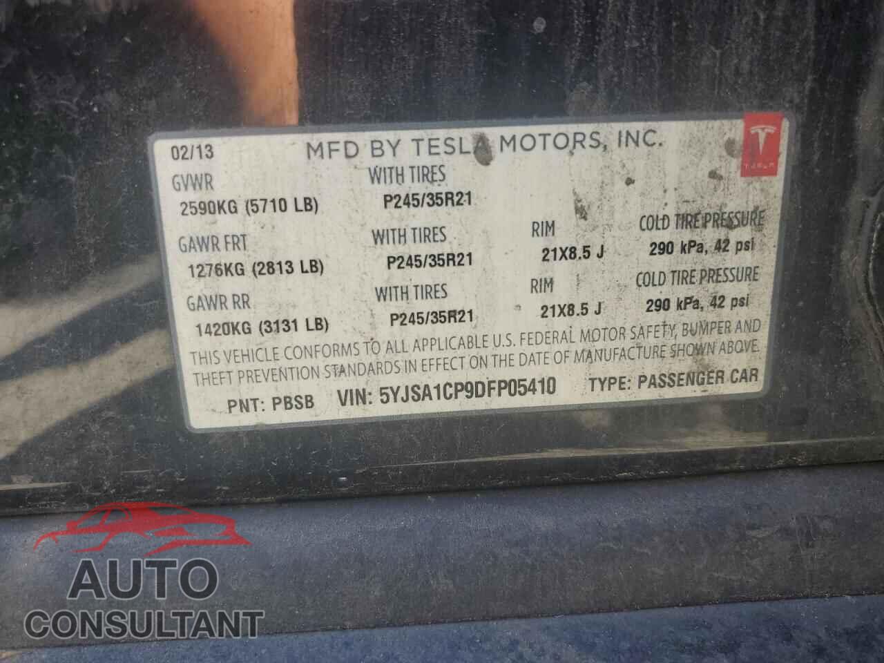 TESLA MODEL S 2013 - 5YJSA1CP9DFP05410