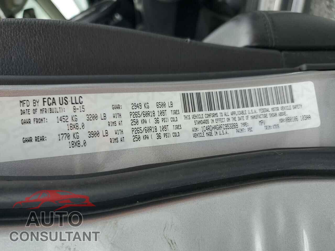 DODGE DURANGO 2015 - 1C4RDHAG0FC953269