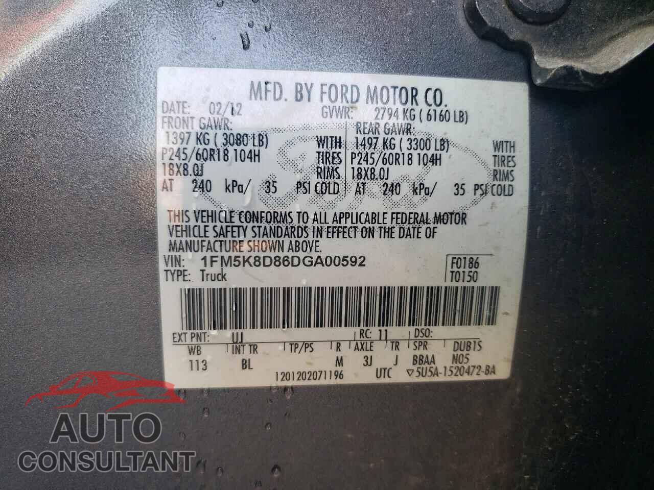 FORD EXPLORER 2013 - 1FM5K8D86DGA00592