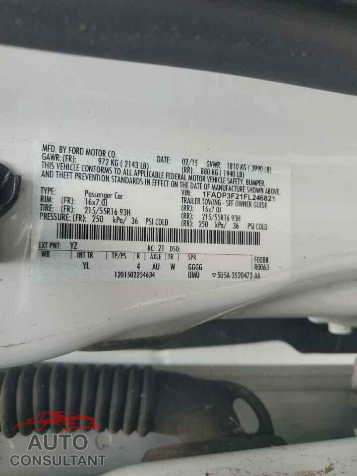 FORD FOCUS 2015 - 1FADP3F21FL246821