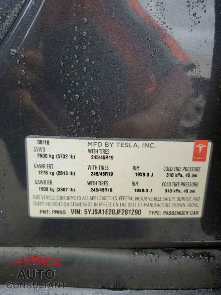 TESLA MODEL S 2018 - 5YJSA1E20JF281290