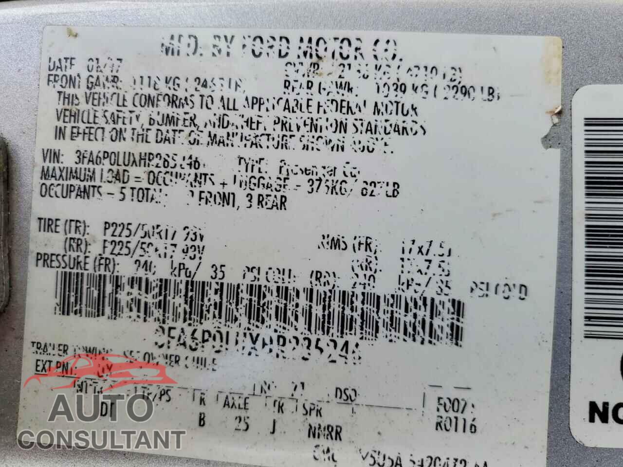 FORD ALL Models 2017 - 3FA6P0LUXHR285246