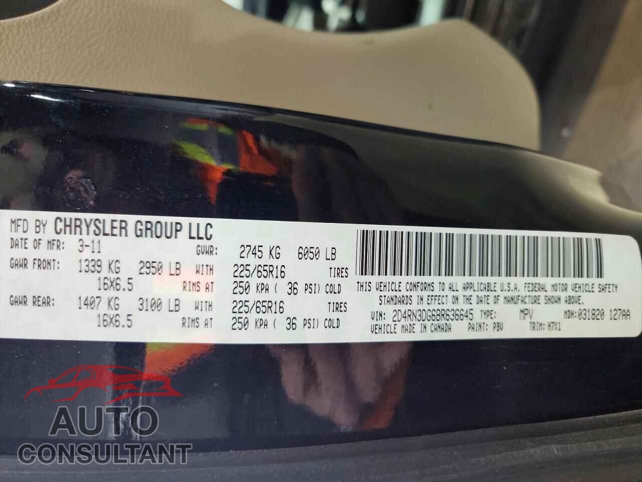 DODGE CARAVAN 2011 - 2D4RN3DG6BR636645
