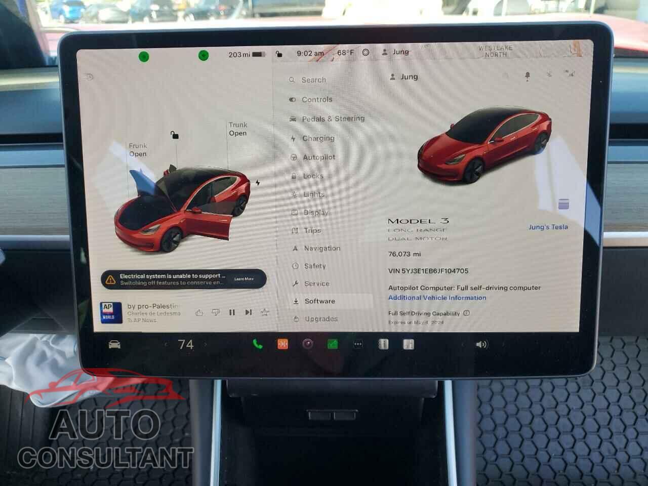 TESLA MODEL 3 2018 - 5YJ3E1EB6JF104705
